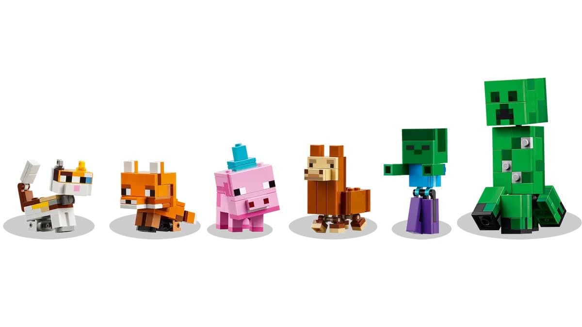 LEGO Minecraft 21281 Baby Pig’s Birthday Celebration – 351-Piece Build & Play Set with Creeper, Baby Pig, Fox, Llama, Cat, Zombie Mobs + Buildable Cake (Ages 8+)