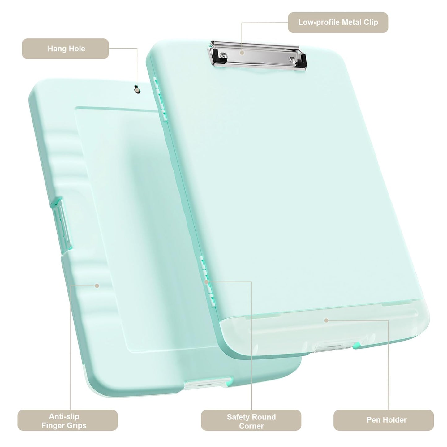 Piasoenc Clipboard with Storage, 8.5 x 11 Organization Box with Pen Holder and A4 Legal Paper Folder, Folio & Side-Opening, Low Profile Clip,for Nurses,Teachers, Size 14 x 9.6 x 1.2 in, Blue