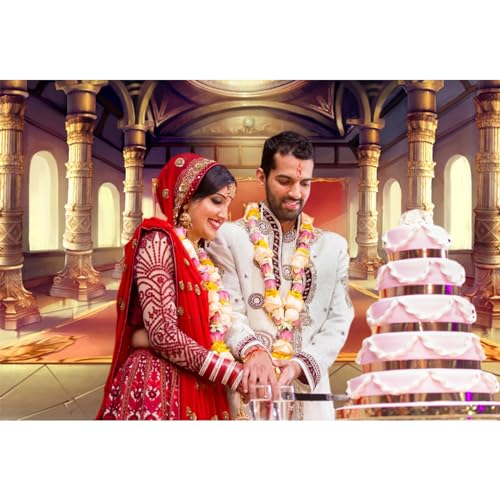 5x4ft Luxury Palaces Photo Backdrop Ancient Royal Throne Golden Hall Carpet Marble Pillar Photography Background Wedding Birthday Kids Costume Party Princess Prince King Queen Portrait - size: 5x4ft