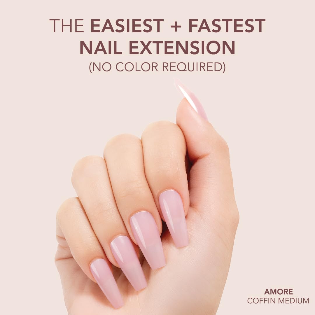 Kiara Sky Professional Nails *NEW* Cover Gelly Tip Case Soft Gel Nail Extensions (Coffin Medium - Amore)