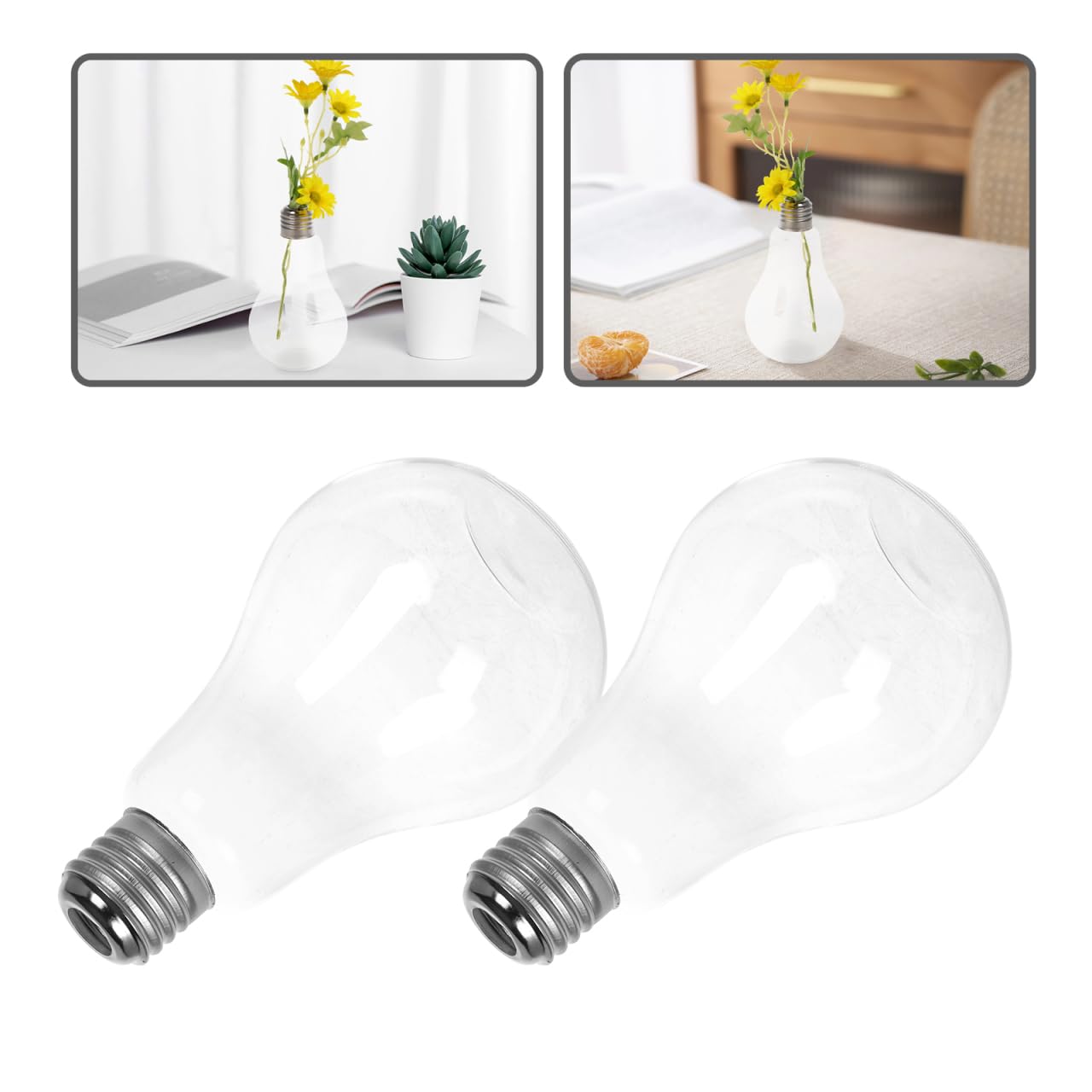 OHPHCALL 2pcs Hanging Glass Vase Hyacinth Vase Light Bulb Glass Bottle Planter Desk Planter Holder for Home Decor