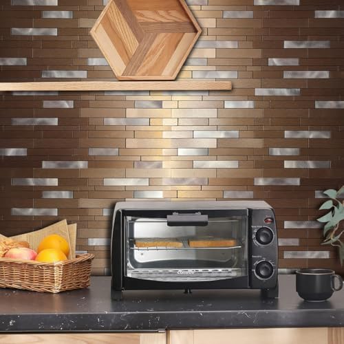 10-Sheet Peel and Stick Backsplash Tile, PVC Mixed Meta,l Stick on Kitchen, Bathroom Vanities, Fireplace Décor, Laundry Table(11.3" X 11.7") (10, Bronze) - color: Bronze