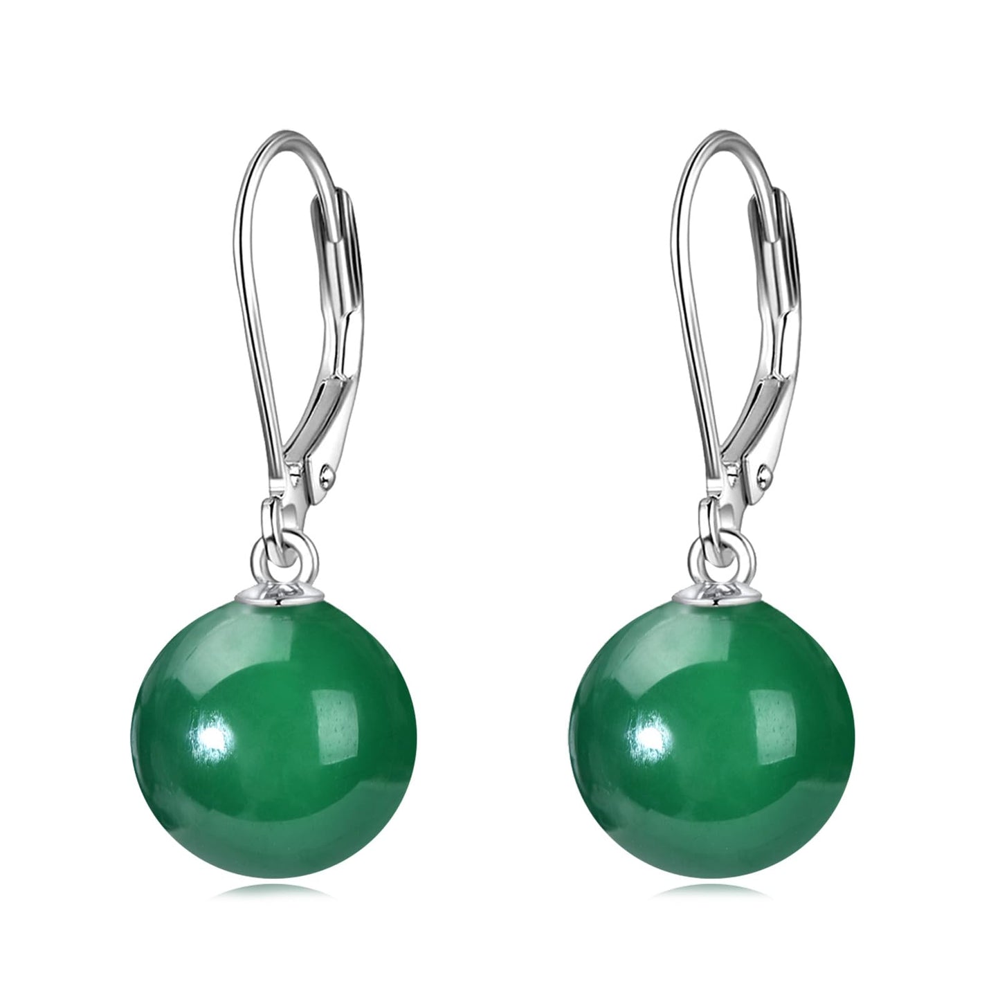 925 Sterling Silver Green Agate Leverback Earrings Dangle Drop Jewelry Gifts for Women (Green Agate)