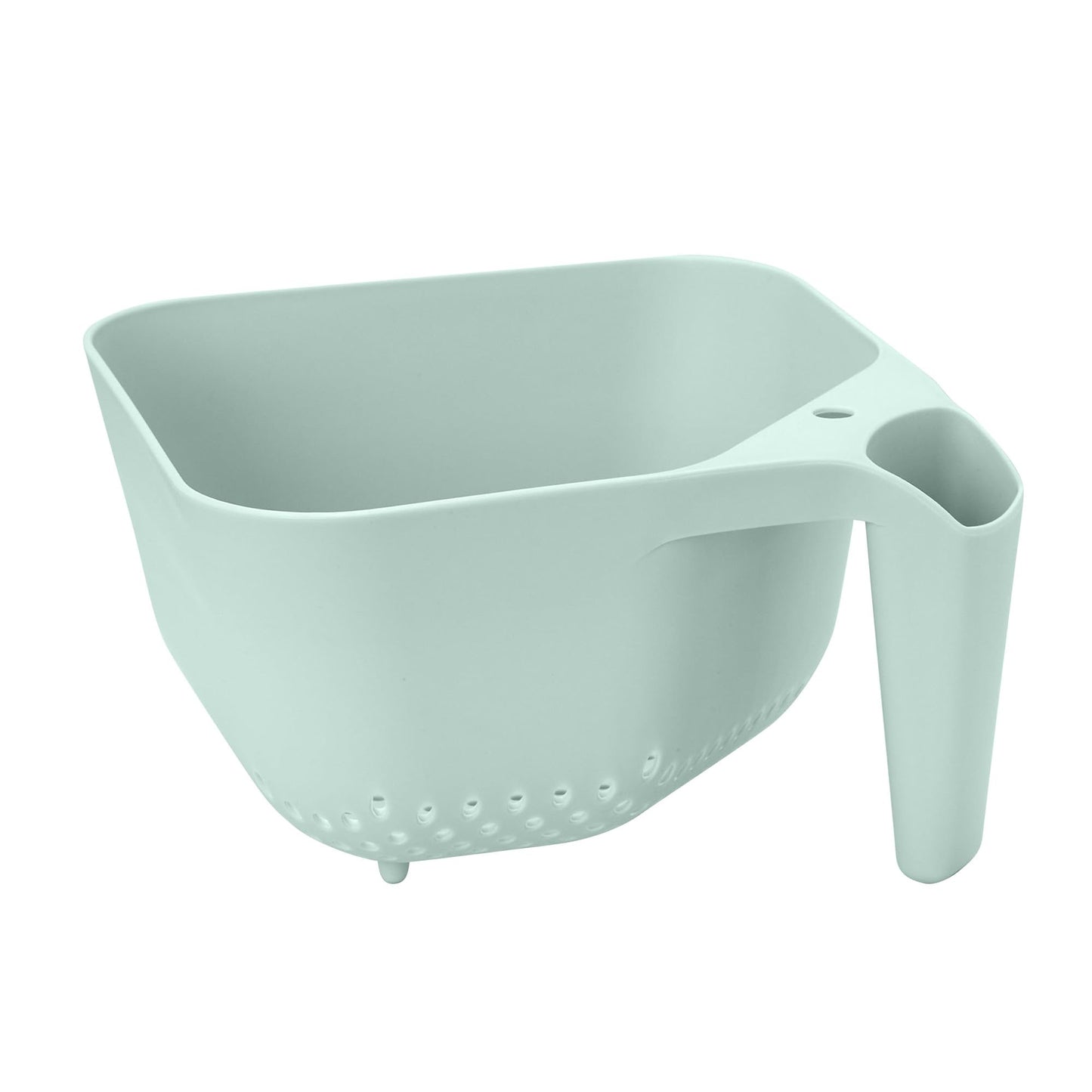 Tovolo Elements Square Colander with Handle Strainer Basket for Pasta Fruit Berries Veggies, Easy to Clean BPA Free Heat Resistant Plastic Colander with Spout 3 Quart Kitchen Strainer, Blue Haze