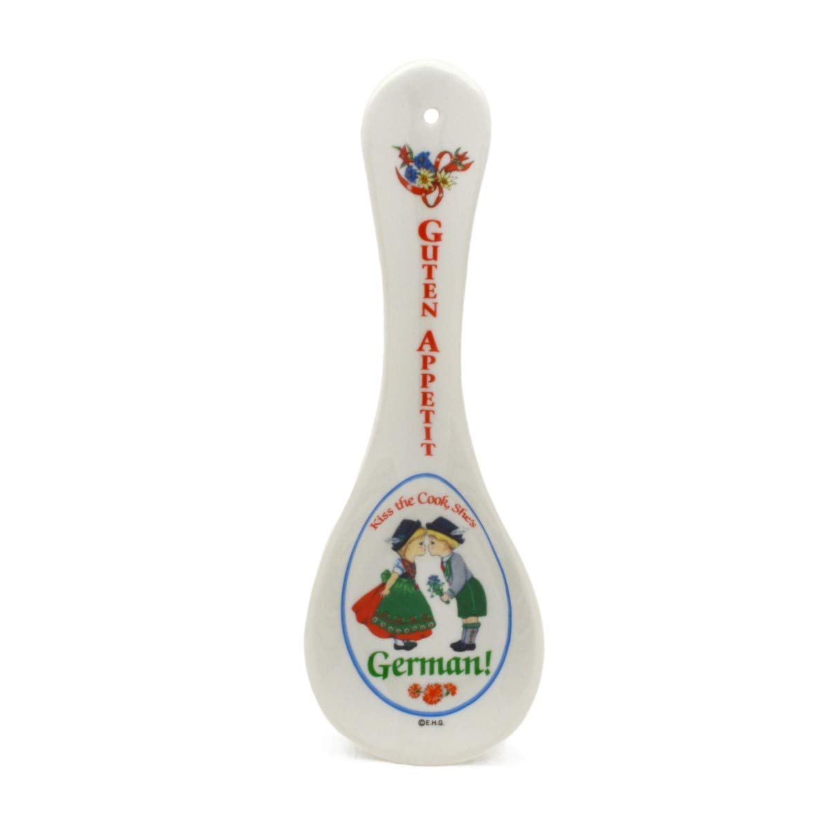 Decorative Ceramic Kitchen Spoon Rest by E.H.G | German "Guten Appetit"