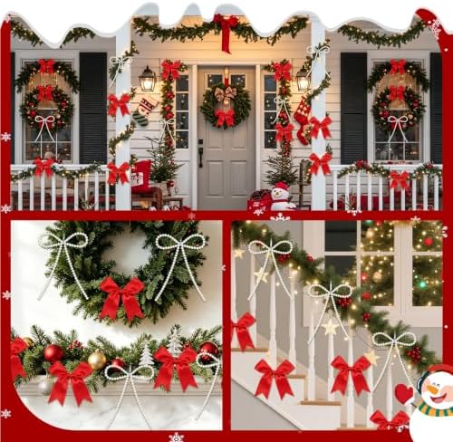 18 Pcs Pearl Bow Ornaments for Christmas Tree Toppers Decorations