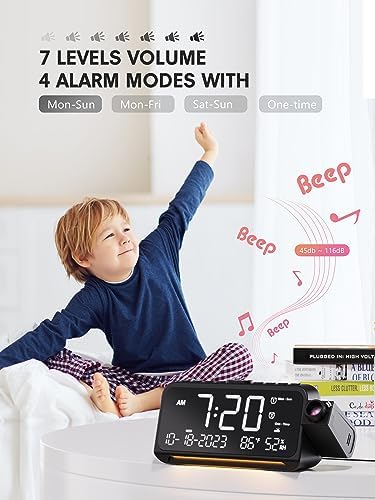 Mesqool Projection Alarm Clock Ceiling Display, with Temperature, Humidity
