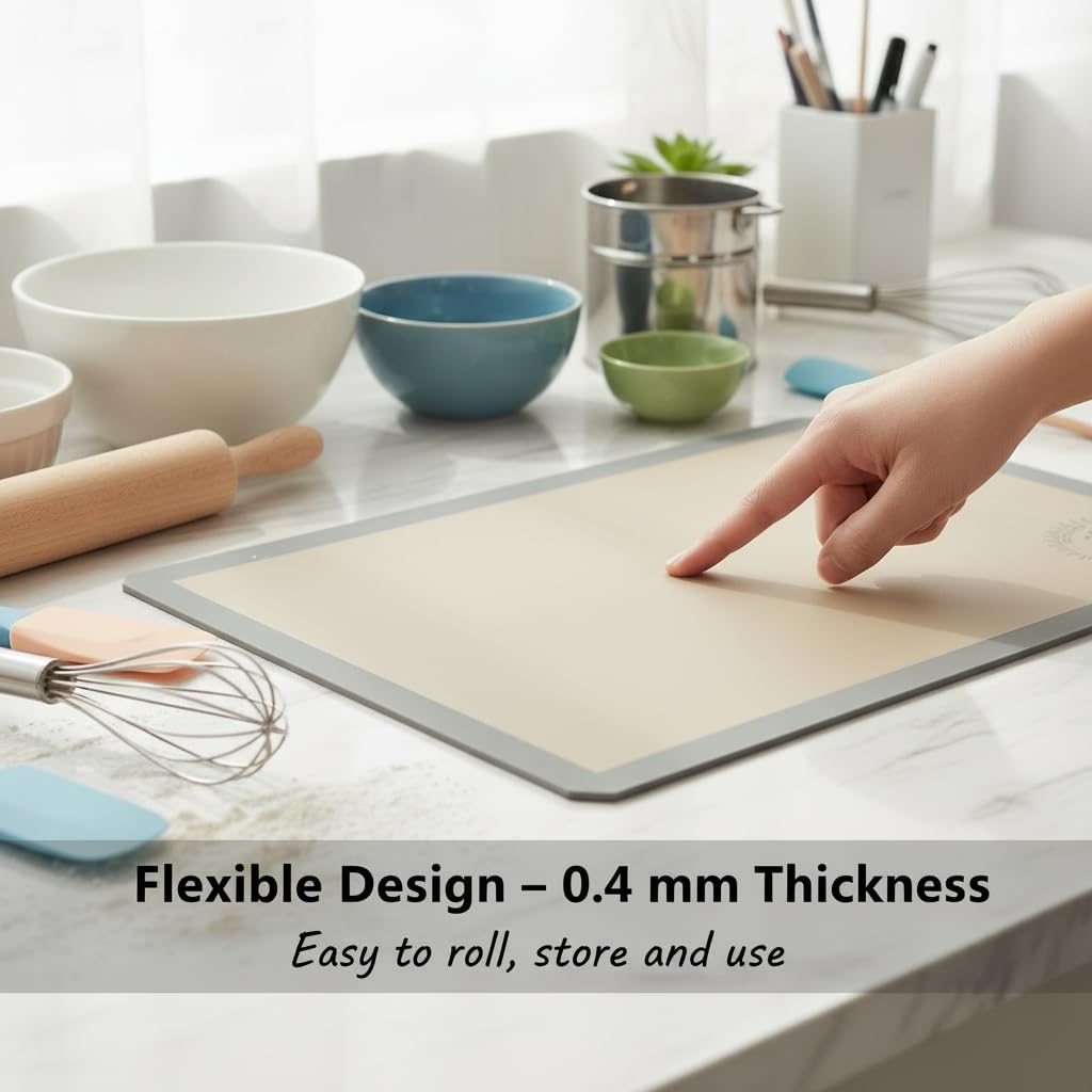 Silicone Baking Mats, Full size, Baking Sheet Liners, Pack of 2, Oven Safe, 16 x 24 inch (40x60 cm), Non-Stick, Silicone Baking Sheet Liner, Perfect For Baking Macarons Cookies And Cakes