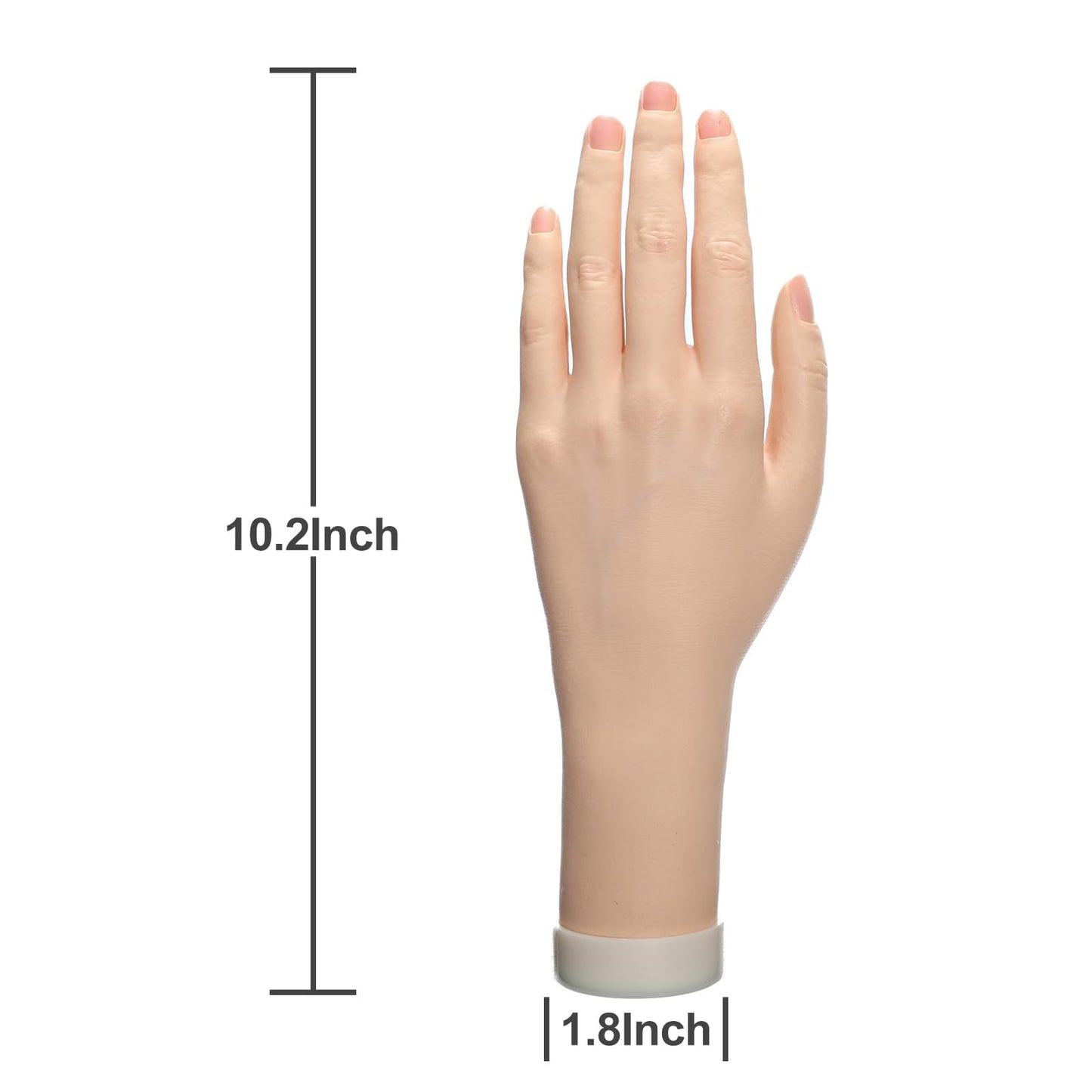 Practice Hand for Acrylic Nails Realistic Mannequin Hand for Nails Practice Soft Flexible Bendable False Fake Nail Hand Art Trainer Manicure Practice Hand Tool and Rings Display of Bracelets (Left)