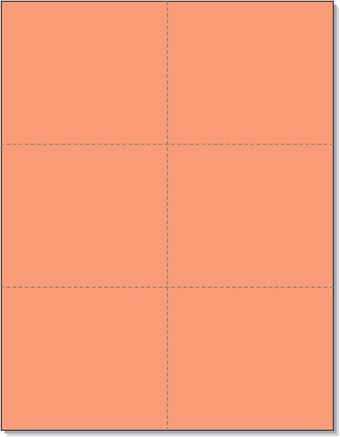 Laser Printer Blank Perforated Sheets 6 up per Page, for School Registration, Flower Delivery Cards, Inventory Tags, Wedding Response, Trip Tickets ETC. (Salmon, 1200 Sheets)