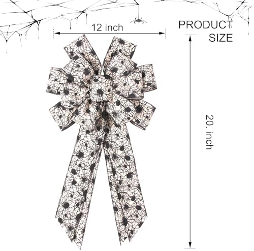 2PCS Large Halloween Bows 20"*12" Halloween Tree Topper Bow, Halloween Bow with Spider Web
