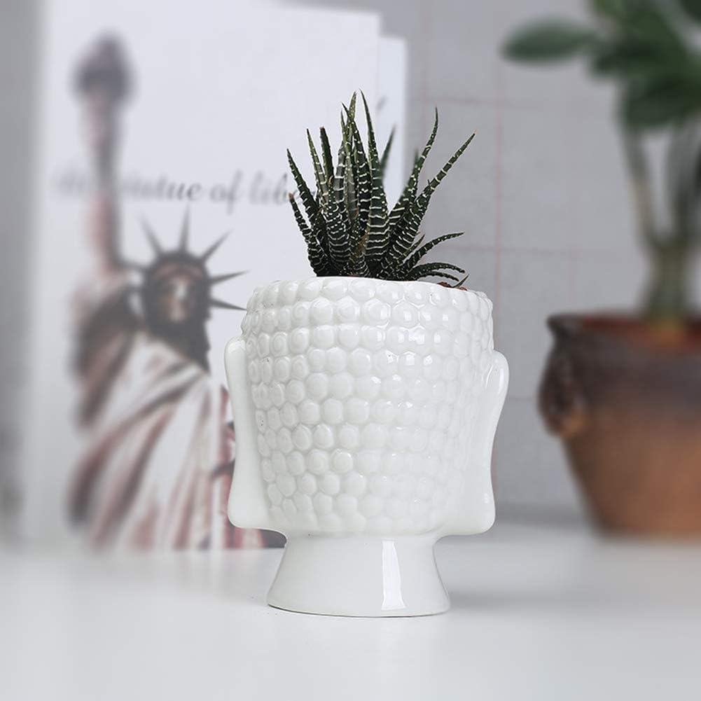 FIRSTONE Buddha Head Planter Ceramic Flower Pot Planters for Home Garden Ofiice Desk Decor