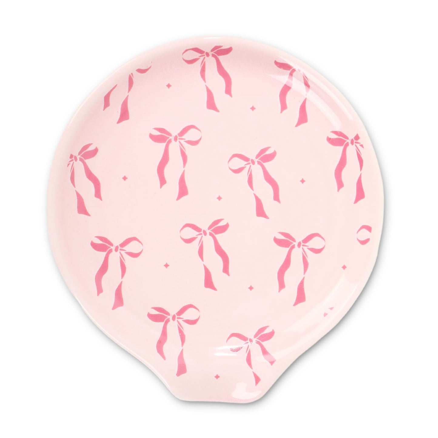 JarThenaAMCS 4.7inch Valentine's Day Pink Bow Spoon Rest Bowknot Small Coffee Ceramic Spoon Holder for Gift Coffee Stirrers Station Teaspoon Bar Stove Top Kitchen Counter Accessories