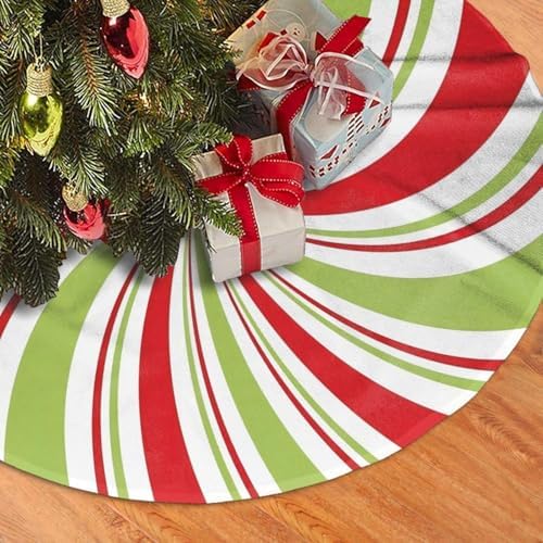30 Inch Christmas Tree Skirt ?€? Peppermint Candy Stripe Tree Mat, Large Red White Green Holiday Decoration, Rustic Farmhouse Xmas Tree Skirt for Christmas Ornaments, Gifts & Party Decor