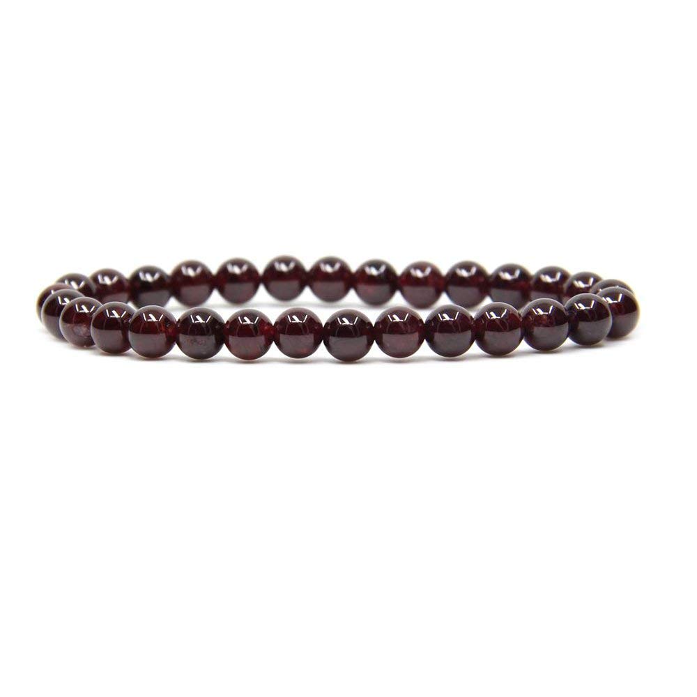Angelstones Handmade Natural Red Garnet Healing Gemstone 6mm Round Beads Stretch Crystal Bracelet 7 Inch Unisex