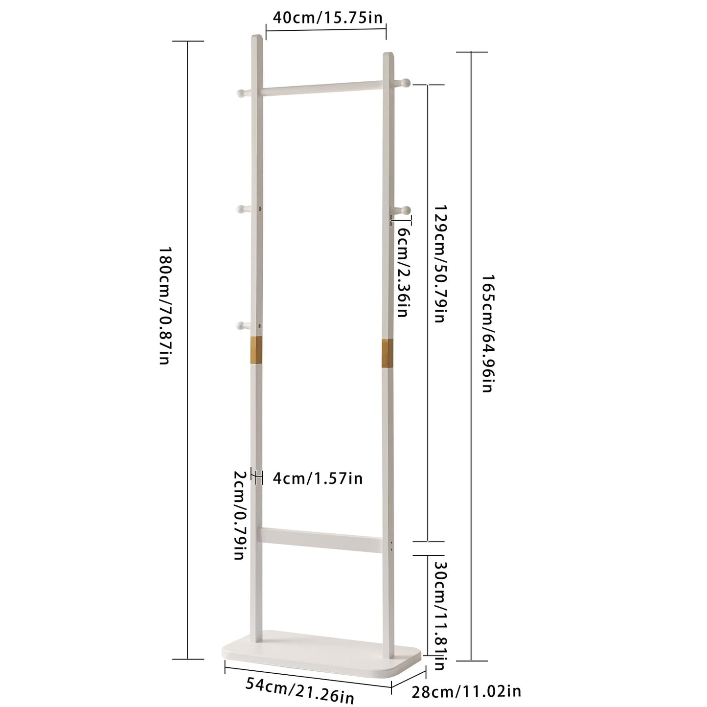 Aibiju Clothing Rack for Hanging Clothes, White Freestanding Clothes Rack Heavy Duty, Small Hanging Rack Hall Tree, Very Sturdy Coat Rack Stand White USYD-201