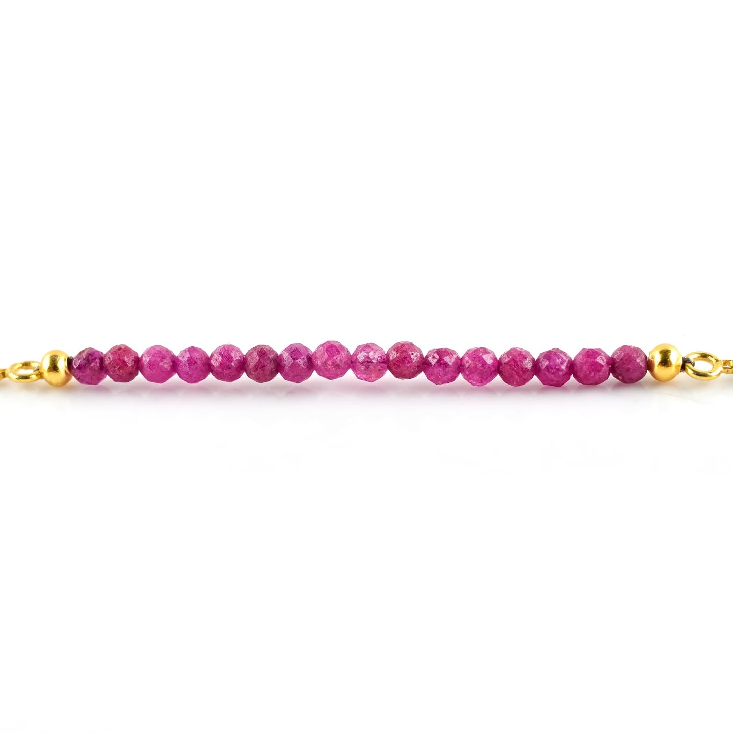 InfinityGemsArt Ruby Bracelets For Women, July Birthstone, Pink Beads Beaded Stone Bolo Slider Crystals Gemstones, 14K Gold Plated Adjustable Chain, Mother's Day Jewelry For Her