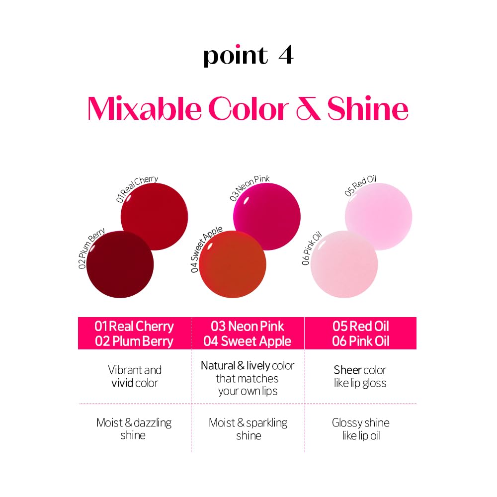 ETUDE Dear Darling Oil Tint #6 Pink Oil 4.2g | High Moisturizing and Strong Hydrating Lip Oil/Lip Gloss | Smooth and Moist Lips | Non-Sticky Lip Oil Tint For Dry Lips | K-beauty
