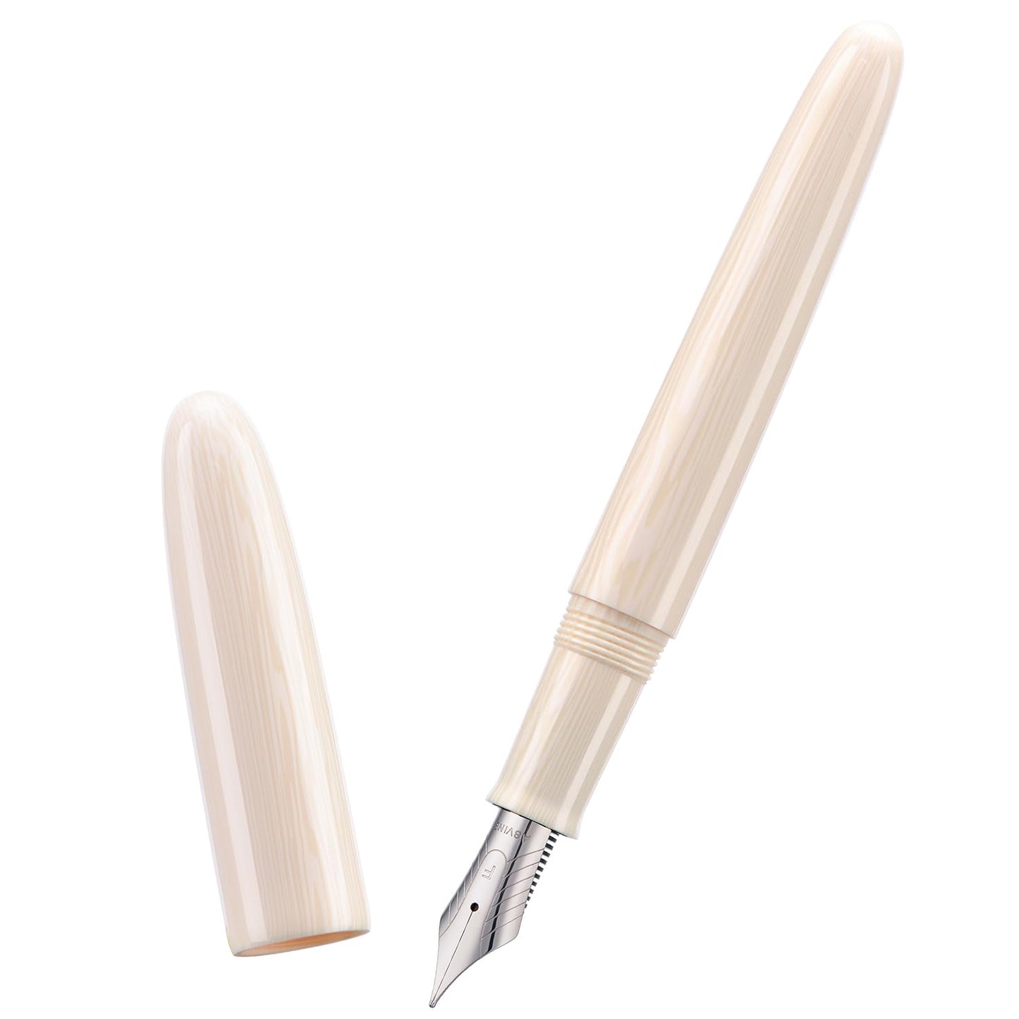 Asvine C80 Fountain Pen #8 Fine Nib Large Handcraft Pen with Converter Pen Box Collection Set (Ivory)