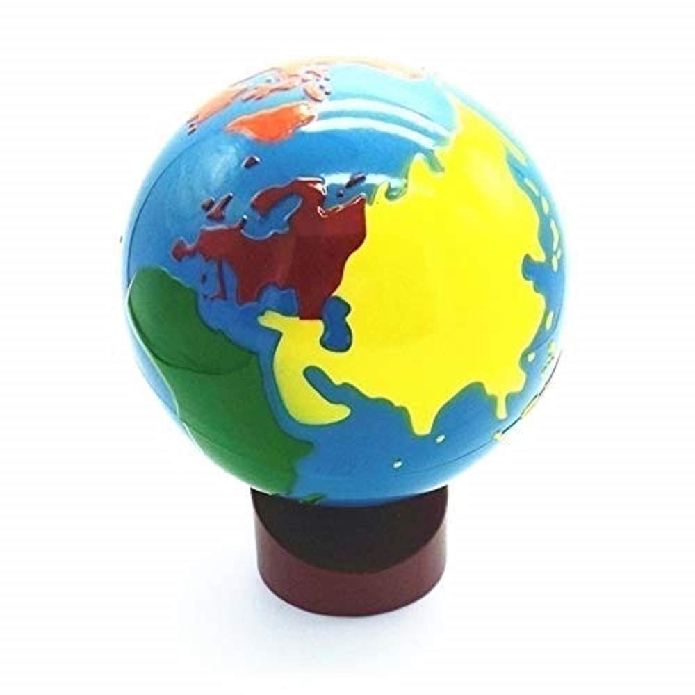 Baby Earth Globe Toys Montessori Earth Globe Plastic and Wood Material Learn To Know World Children Early Learning Teaching Aids (white)