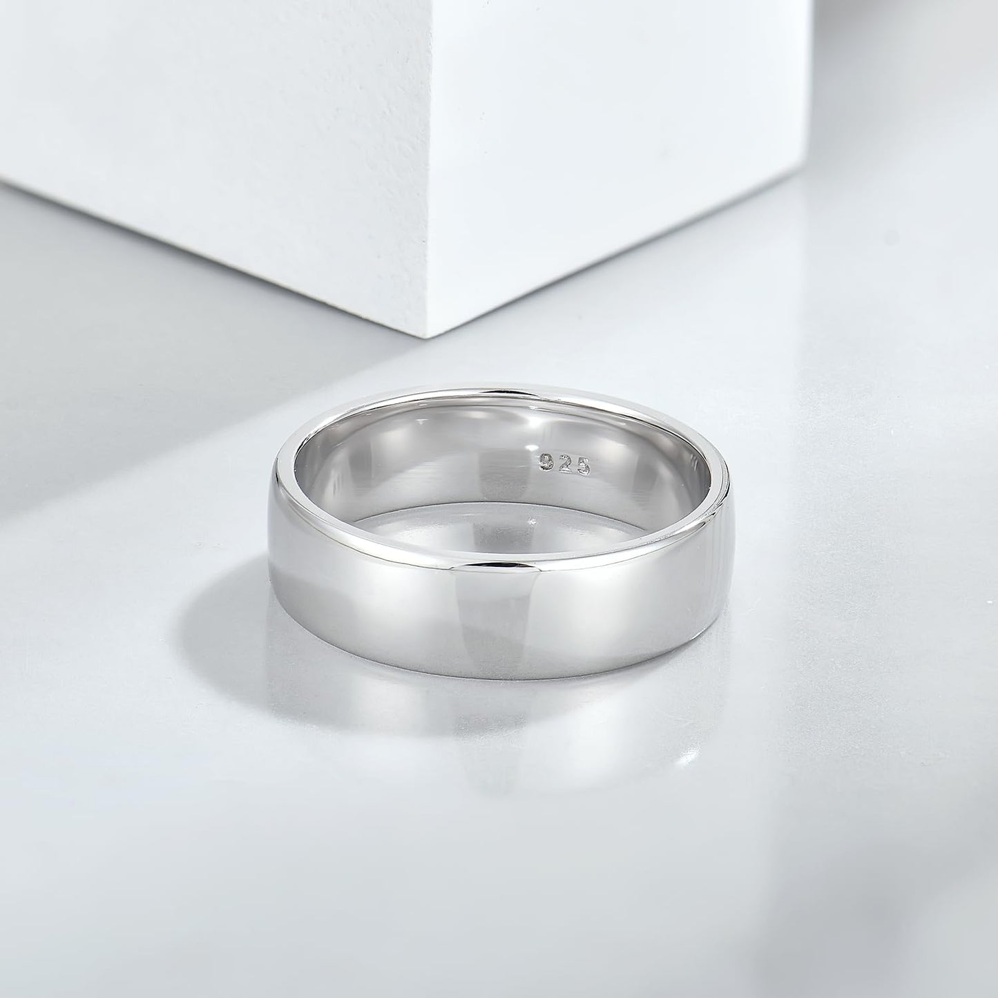 STARCHENIE Solid 925 Sterling Silver 6mm Wedding Band Ring, Comfort Fit High Polish, for Men and Women (Size 10)