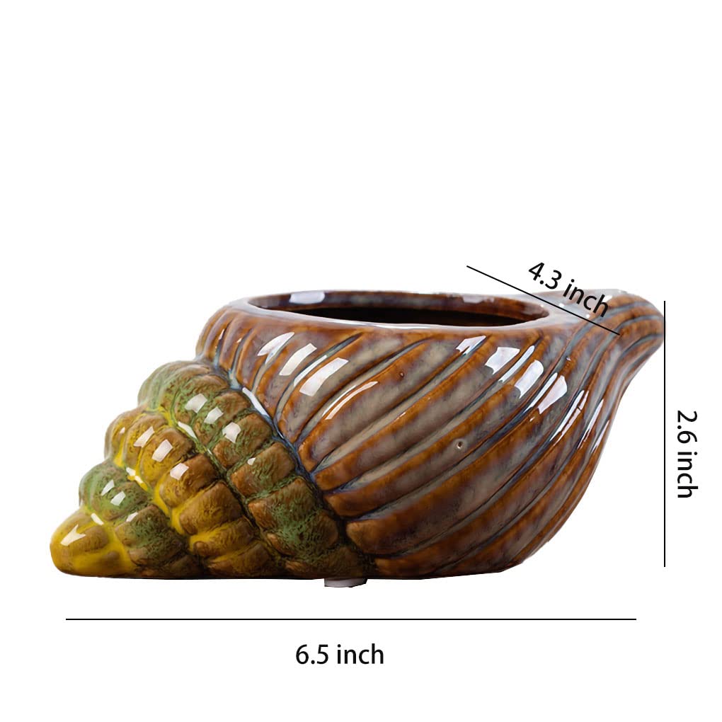 WAIT FLY Cute Animal Ceramic Flower Pot Succulent Planter-Conch