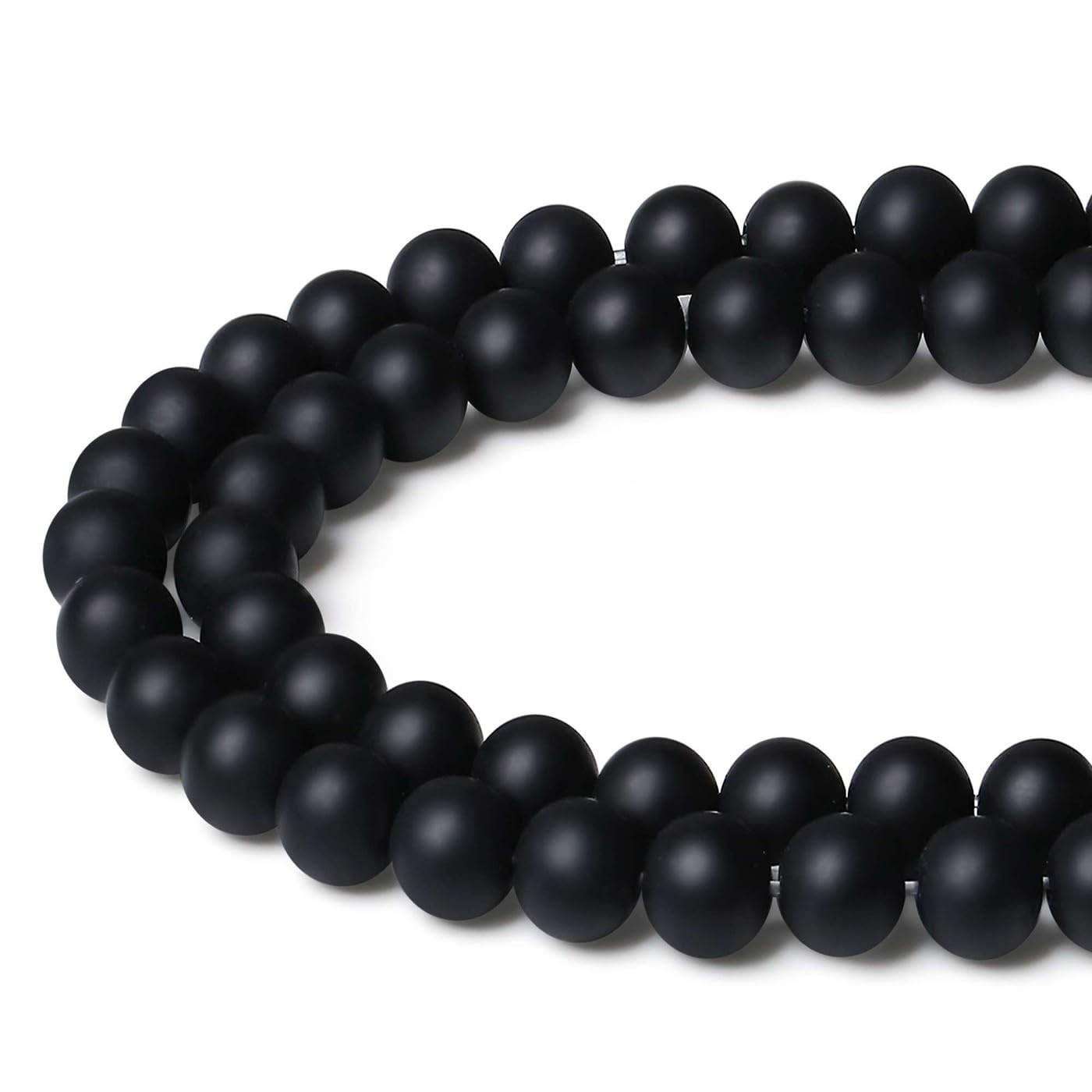 LAIDANLA Matte Black Onyx Agate 8mm Natural Stone Beads Round Loose Gemstone Stone Beads for DIY Bracelet Necklace Earrings Jewelry Making Polishing Beading 96PCS 2 Strand 32"