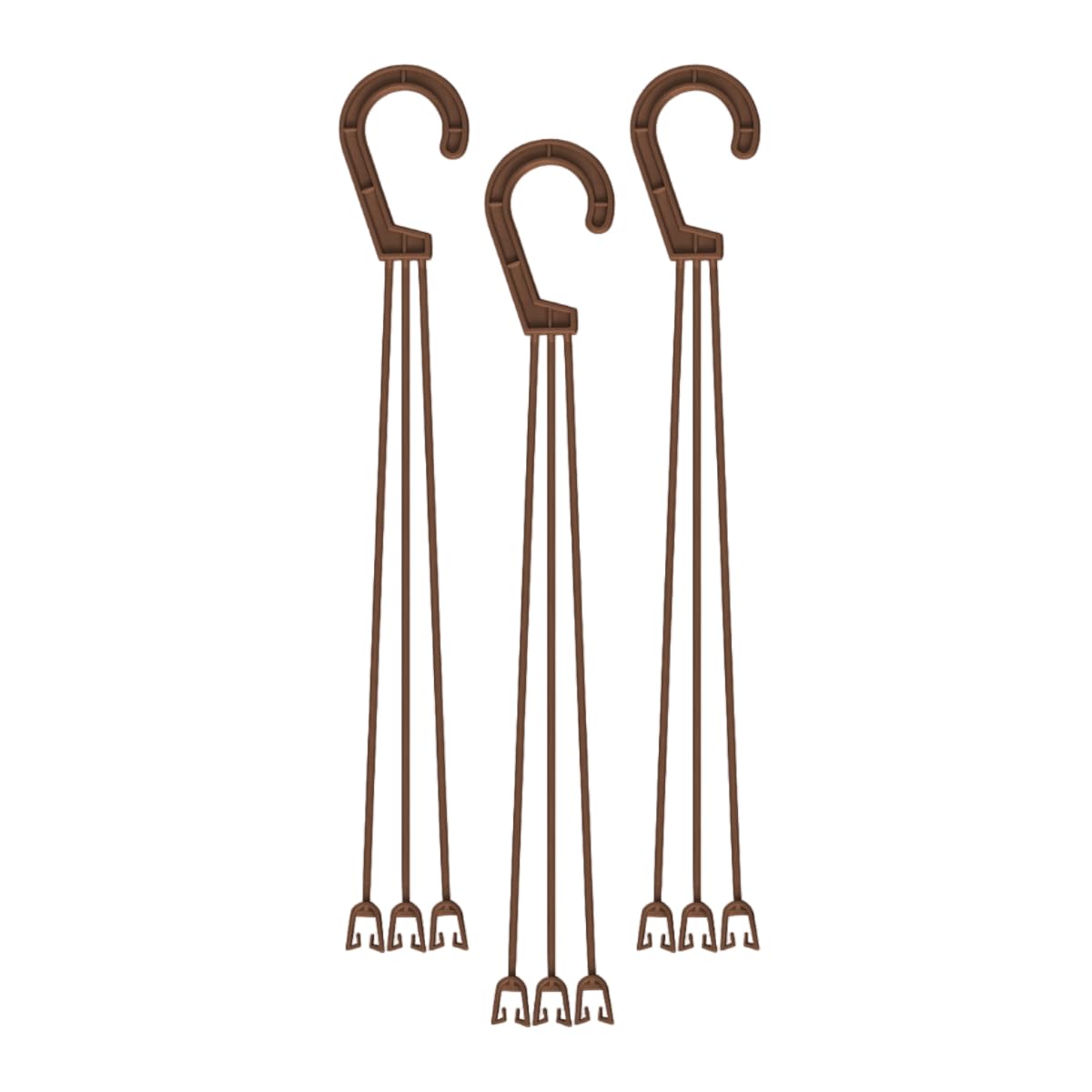OFXDD Plant Hanger, 3 Pcs - Flower Hanging Planters for Indoor and Outdoor Plants - Plastic Plant Holder with Hooks, Brown