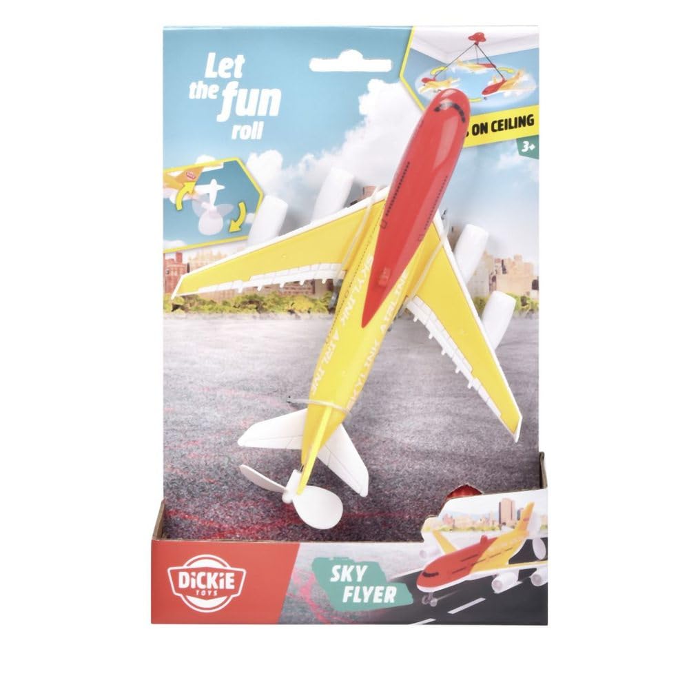Dickie Toys - Sky Flyer Ceiling Plane (18 cm) - Battery Powered Ceiling Plane with Suspension - Toy for Children from 3 Years Old, Multicoloured