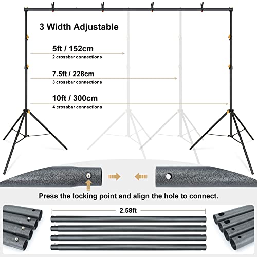 LINCO Lincostore Backdrop Support Stand Kit 10x6.5ft Adjustable Photography Studio Photo Background Support System with Carrying Bag for Green Screen Muslin, 4171 - size: 10ft wide 6.5ft high