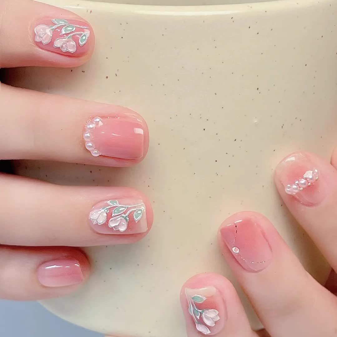 Light Rain Large Size Hand-made Press on Nails, 3D Gel UV Finished False nails with Design by Professional Manicurist