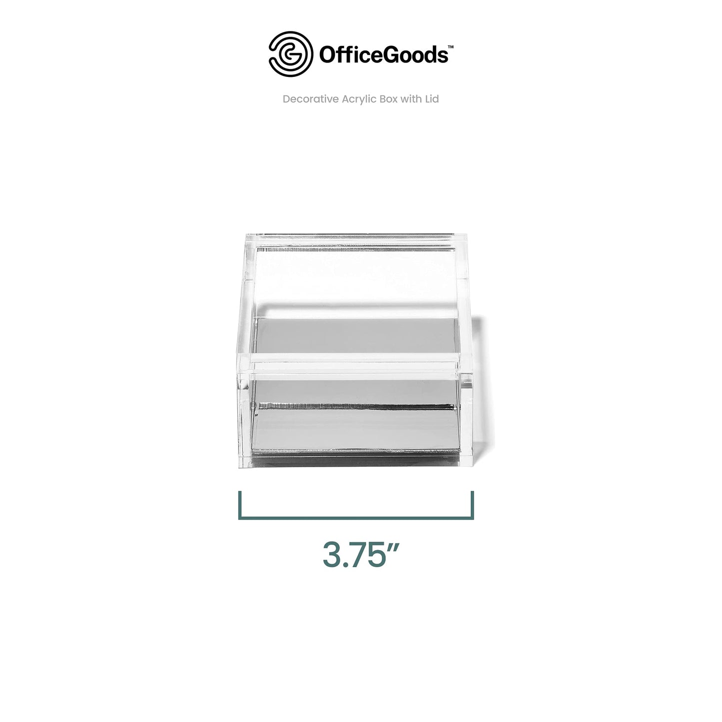 OfficeGoods Acrylic Desk Organizer w/Silver Base – Functional & Elegant Odds & Ends Box for Display or Storage – Perfect for Home or Office, Kitchen, Bathroom Vanity, Curio Display - Medium