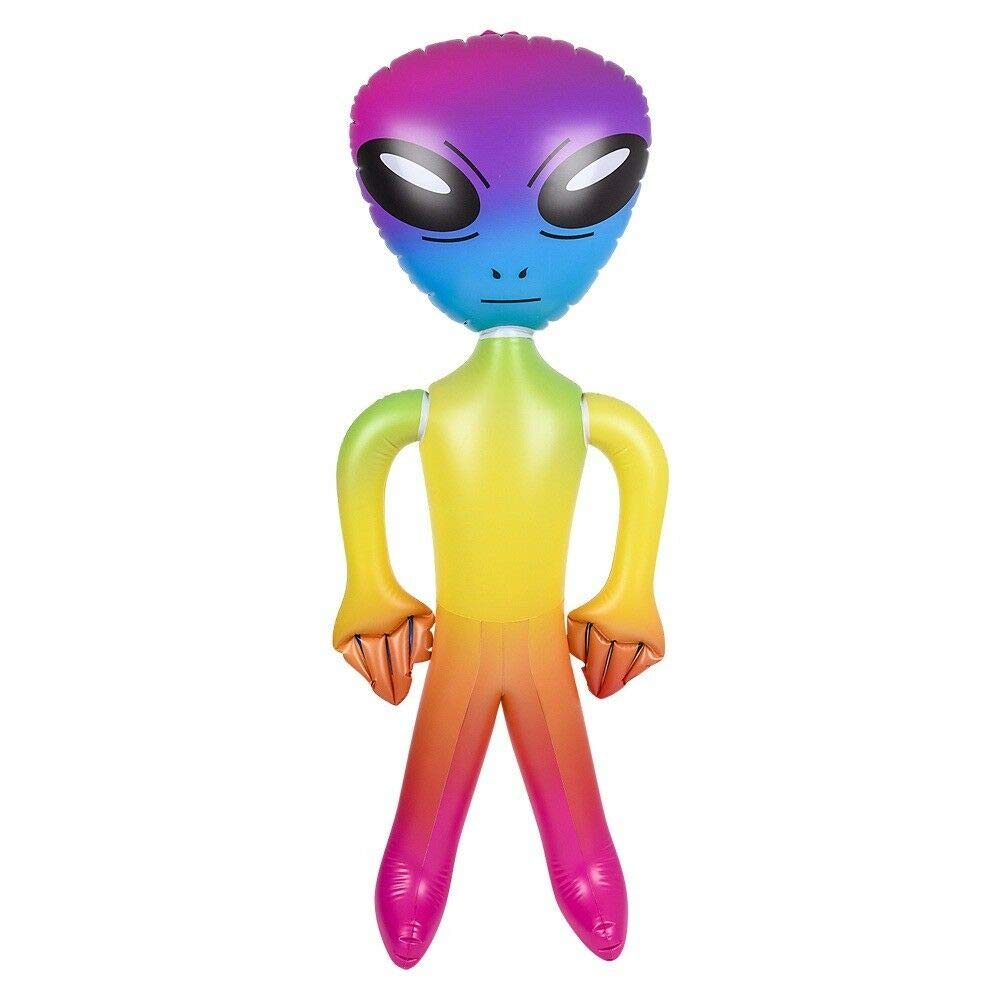 63" Giant Alien INFLATE (Vinyl) Galaxy/Rainbow/Tie Dye. Inflatable Huge Alien Figures on Hang Tag. (63" Giant Rainbow Alien INFLATE)
