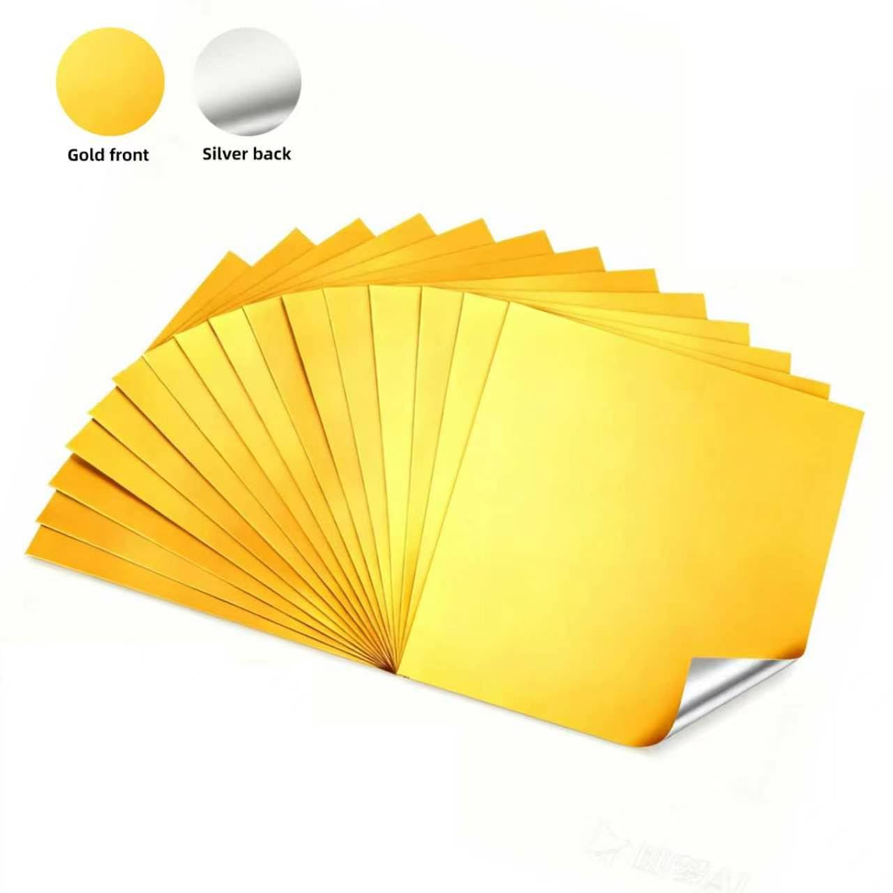PanLuoNais 100 Pcs Thick Craft & Embossing Foil Sheets ,Durable Tin & Aluminum Foil for DIY Art, Home Repairs and Crafting-Gold