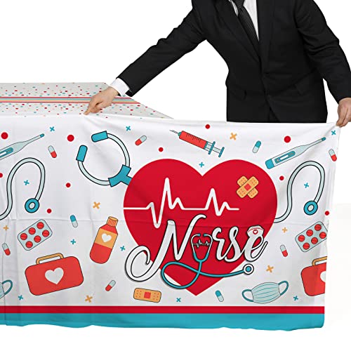 Gatherfun Nurse Graduation Party Decorations, Doctors Day and Medical School Graduation Tablecover for Graduation Party Supplies, 3 pcs Table Cloths, 54"x108" - style: Nurse