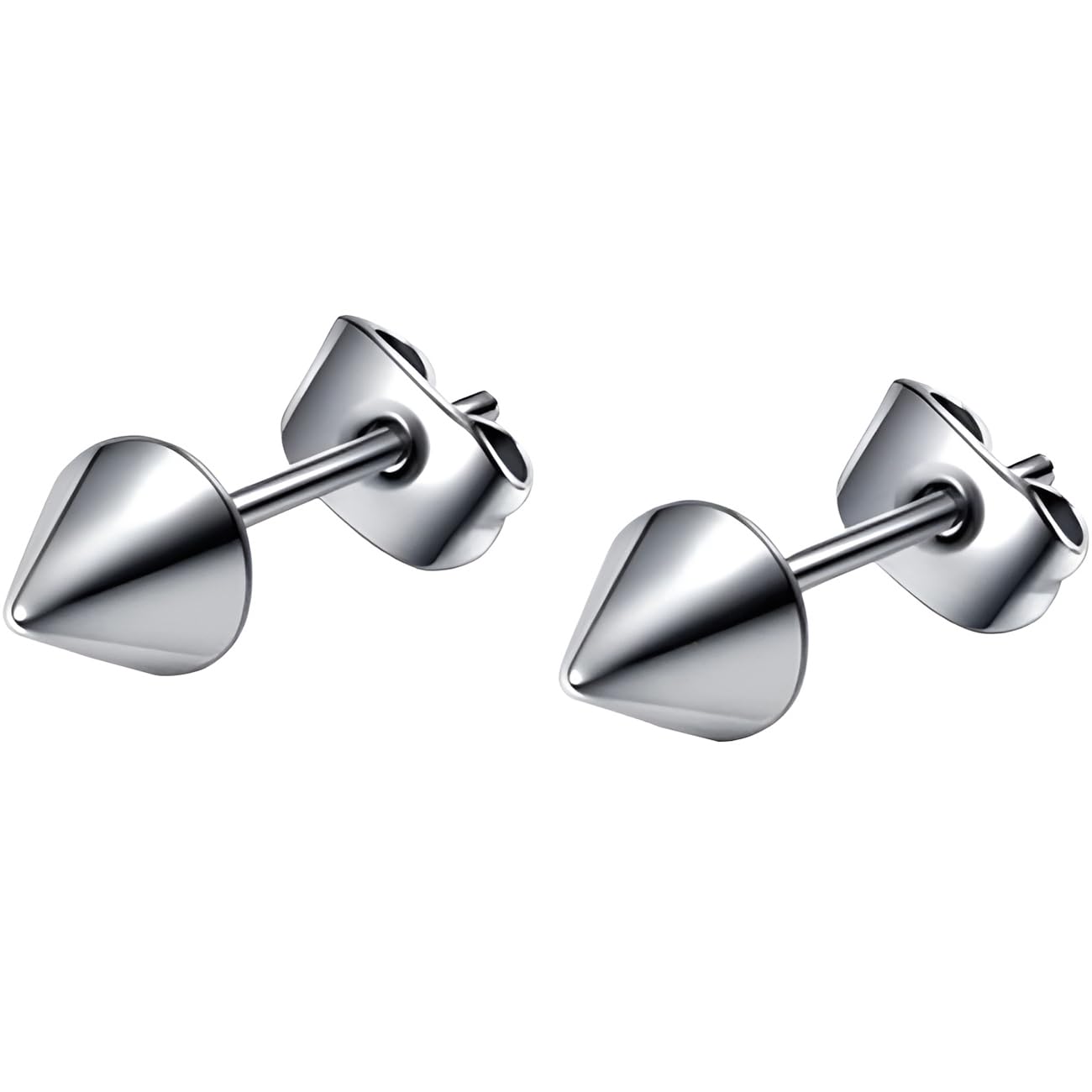 Stainless Steel 3 MM Spike Cone Stud Earrings 1 Pair Silver Hypoallergenic Trendy Jewelry Nickel Free Tiny for Sensitive Ears Women Men