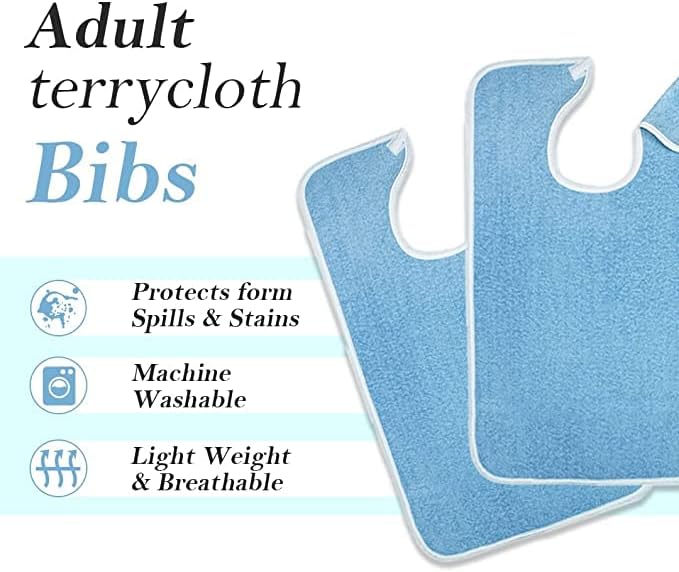 Avalon Towels Adult Bibs for Women 100% Cotton Bib for Adults for Eating - Terry Cloth Adult Bibs for Men Clothing Protectors