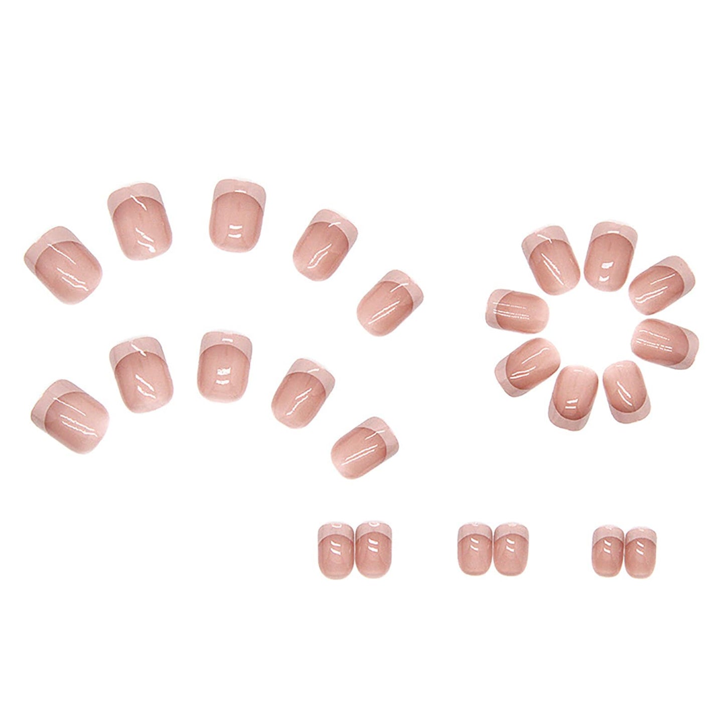 Medium Square Press on Nails White French Tip Fake Nails Nude Pink Nails Press ons Acrylic Nails False Glossy Artificial Full Cover Stick on Nails for Women Girls 24 Pcs