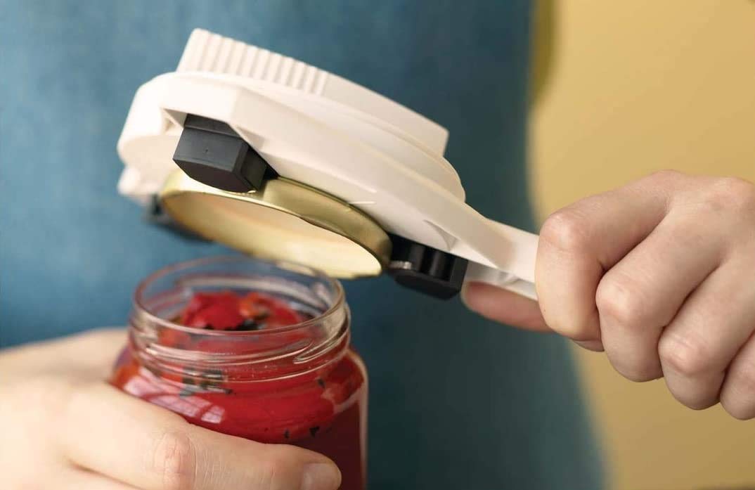 KUHN RIKON Strain-Free Gripper Opener for Jars and Bottles, 10 x 5 x 2.25 inches, White