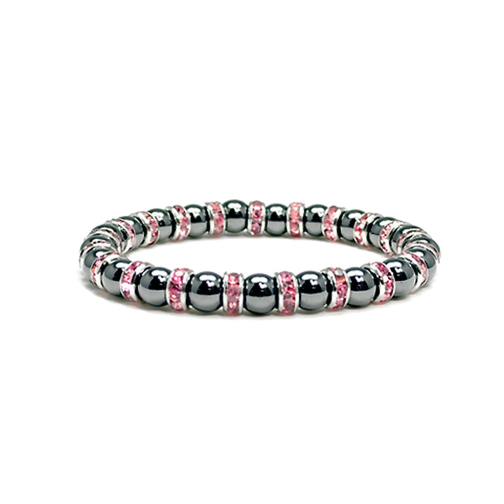 Accents Kingdom Magnetic Bracelet Women's Tuchi Simulated Pearl Hematite Magnetic Therapy Bracelet with Simulated Rose Crystal, 7.5"