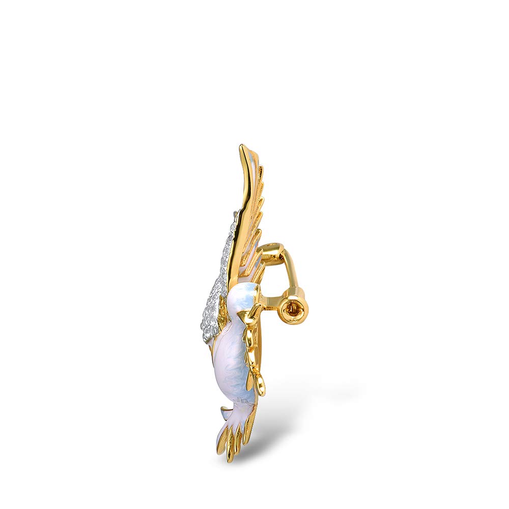 Santuzza Pigeon Brooch 925 Sterling Silver Enamel Bird White Cubic Zirconia Brooches Pin for Women