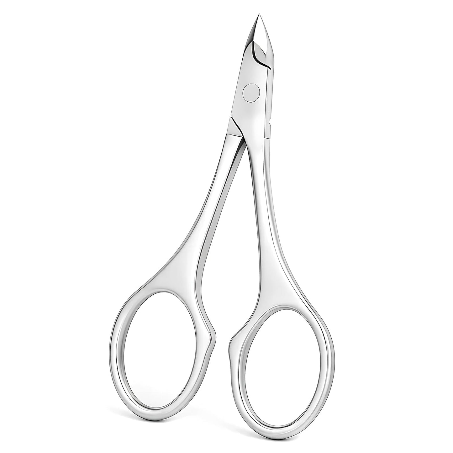 Criyar Scissor-like Handle Cuticle Nippers with Spring Action, Fine Blade Cuticle Trimmer and Remover for Manicure Pedicure Nail Tools and Supplies, Nail Scissors & Nail Clippers (Silver-1 PACK)