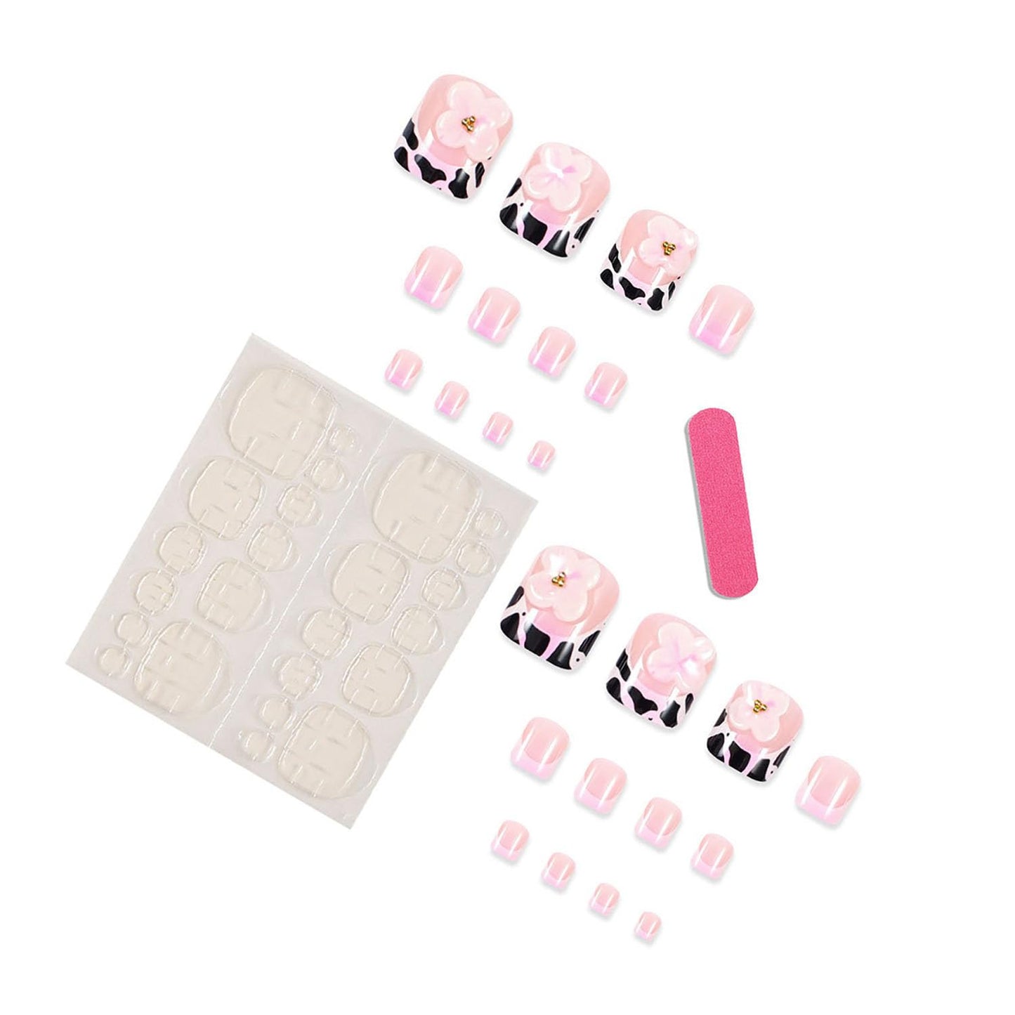 FIEONCIY Press on Toenails with Designs Acrylic Fake Nails for Toe Artificial False Nails with Charms Press on Toe Nails for Spring Summer Stick on Toenails for Women Girls(WSJ2522)