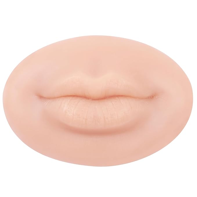 3D Silicone Fake Lips Large with Lipstick for Makeup Tattoo Practice Realistic Artificial Lip Mannequin for Beginners Artists (Charming Smiling Lip,Fair Skin)