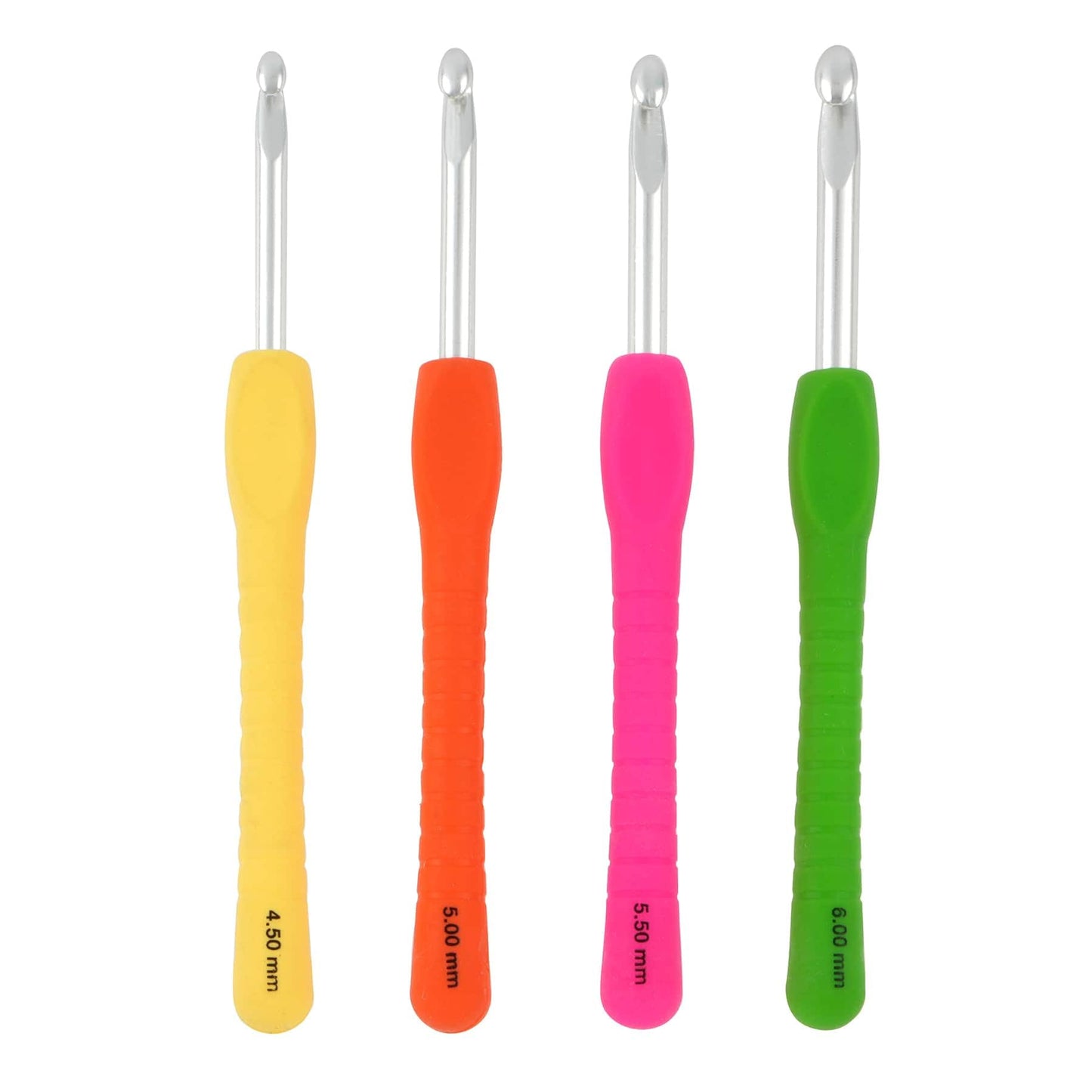 Loops & Threads Assorted Ergonomic Aluminum Crochet Hook Set - G-J Crochet Hooks with Rubber Grip Handles for Arthritic Hands -1 Pack