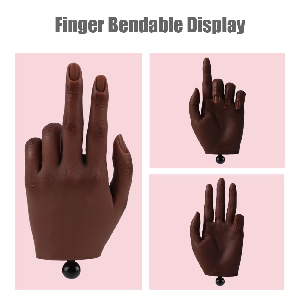 Practice Hand for Acrylic Nails with Stand Bracket, Silicone Fake Hands to Practice Fake Nails Mannequin Hand for Nails Practice and Nail Art Single Left Hand Color 6#