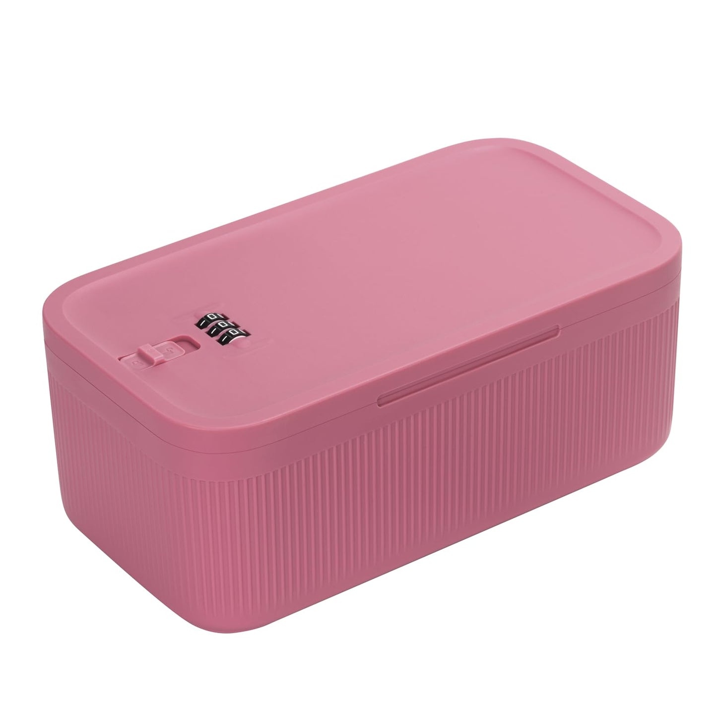 Small Lock Box for Medicine Safe, Lockable Storage Box with Combination Code, Ideal for Food & Fridge Items, First Aid Kit Organizer, Phone Jail, Perfect for Home, Office, Dorm, Travel, Gift (Pink)