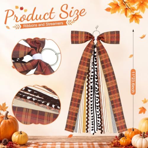 Suncalla 2 Pcs Fall Plaid Country Ribbon Bow for Wreath Front Door