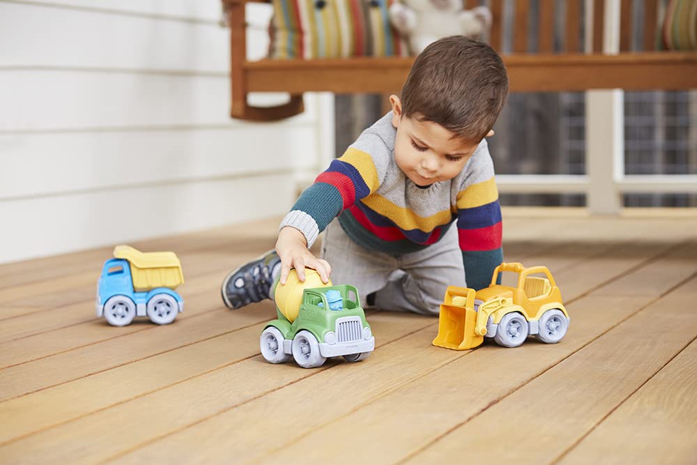 Green Toys Construction Vehicle Includes Scooper, Dumper, Mixer, 1 Character- 3 Pack - 4C