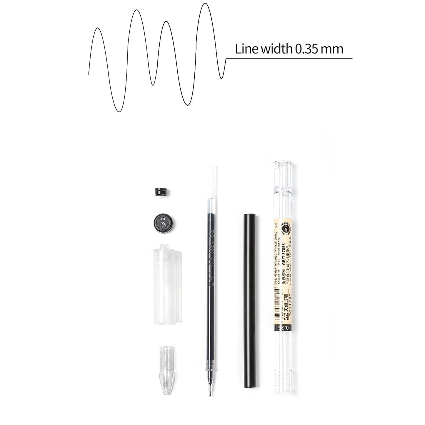 BEMLP Gel Ink Pen Extra Fine Point Pens Ballpoint Pen 0.35mm Black for Japanese Office School Stationery Supply 12 Pieces